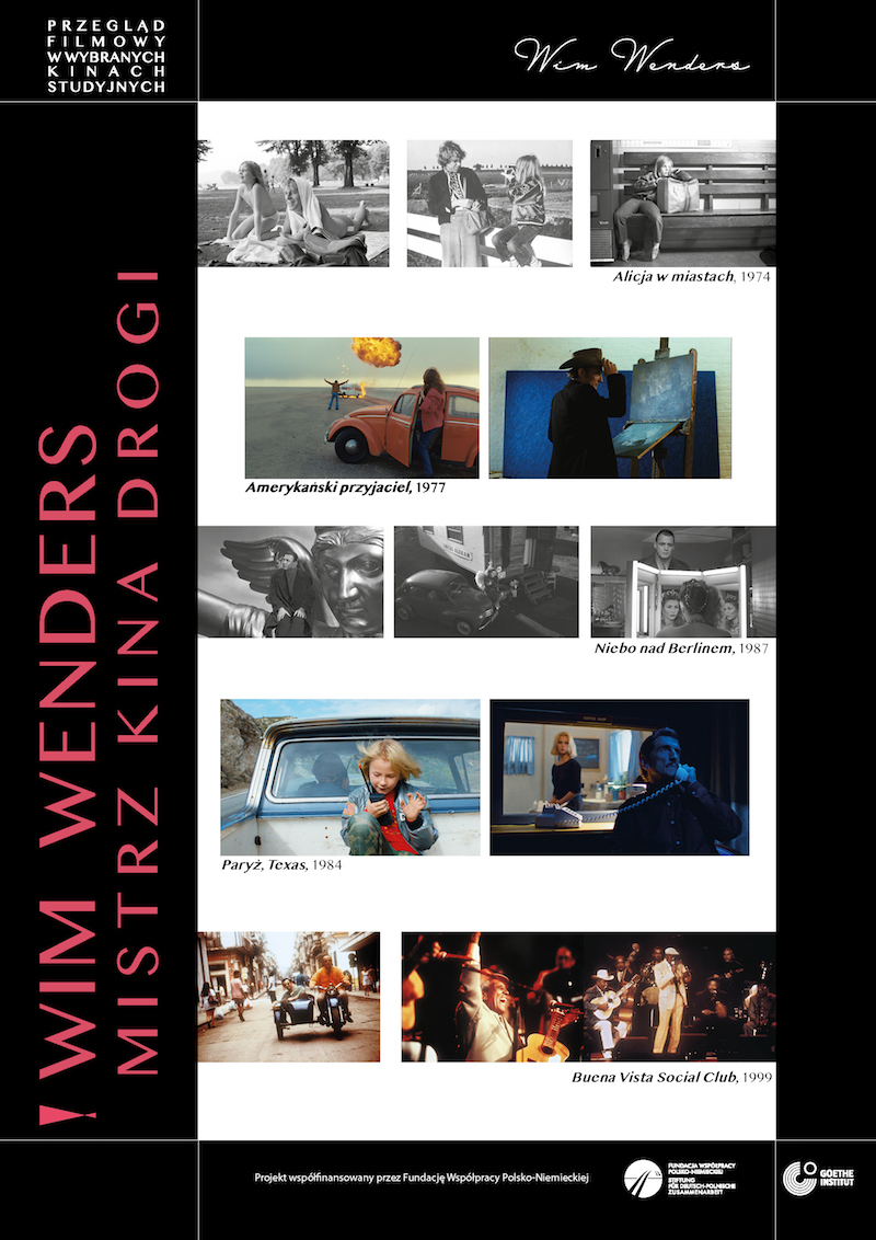 Plakat, zbiór kadrów z filmów Wima Wendersa.