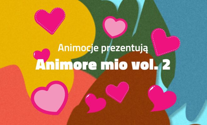 grafika z serduszkami na kolorowym tle, promująca wydarzenie walentynkowe