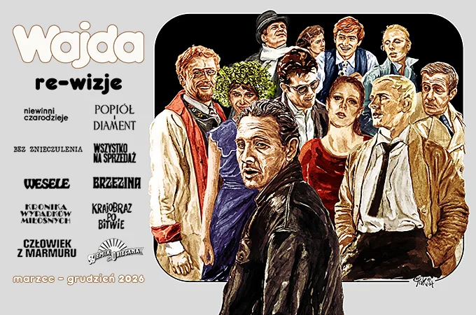grafika promująca cykl filmów. naszkicowane postaci, ustawione w grupie.