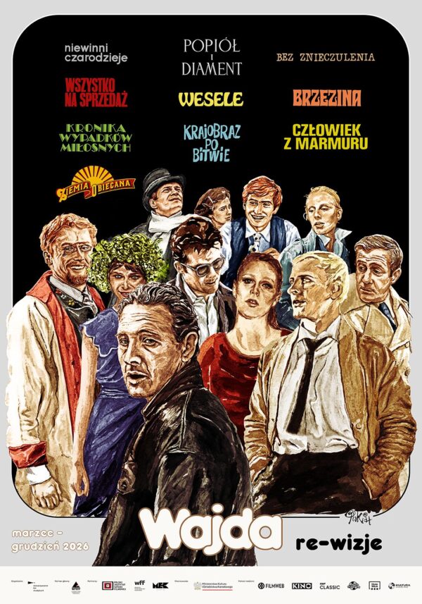 grafika promująca cykl filmów. naszkicowane postaci, ustawione w grupie.