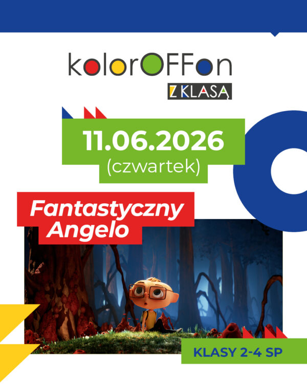 kadr z animacji. chłopiec w okularach, z otwartymi ze zdziwienia ustami, w ciemnym lesie, siedzi na trawie.