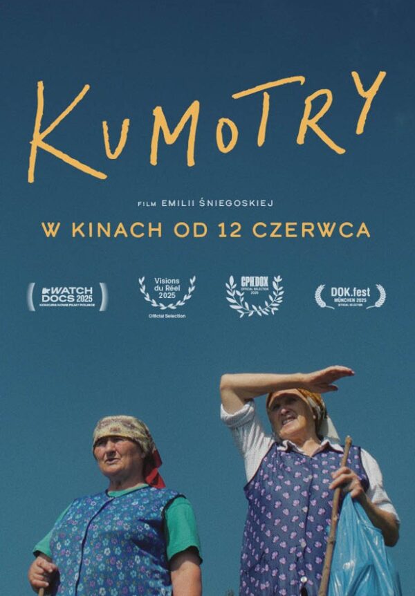 plakat. na tle nieba dwie starsze kobiety w fartuchach i chustach na głowach.