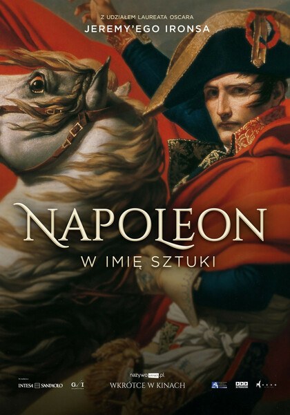 dynamiczny obraz przedstawiający napoleona na białym koniu