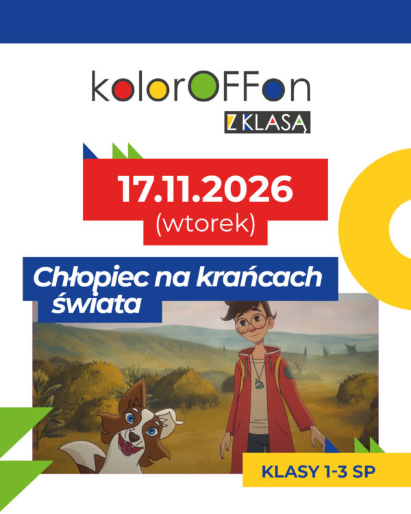plener, chłopiec z psem - kadr z animacji w kolorowej ramce