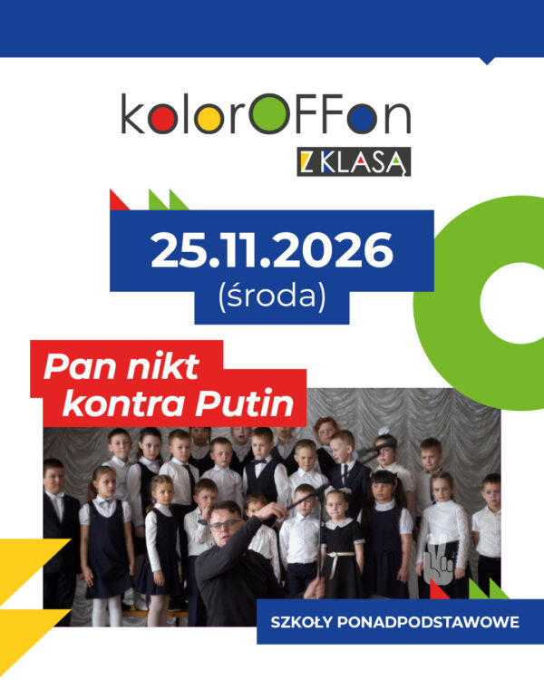 grafika z kadrem w ramce - klasa, na froncie nauczyciel ustawia mikrofon